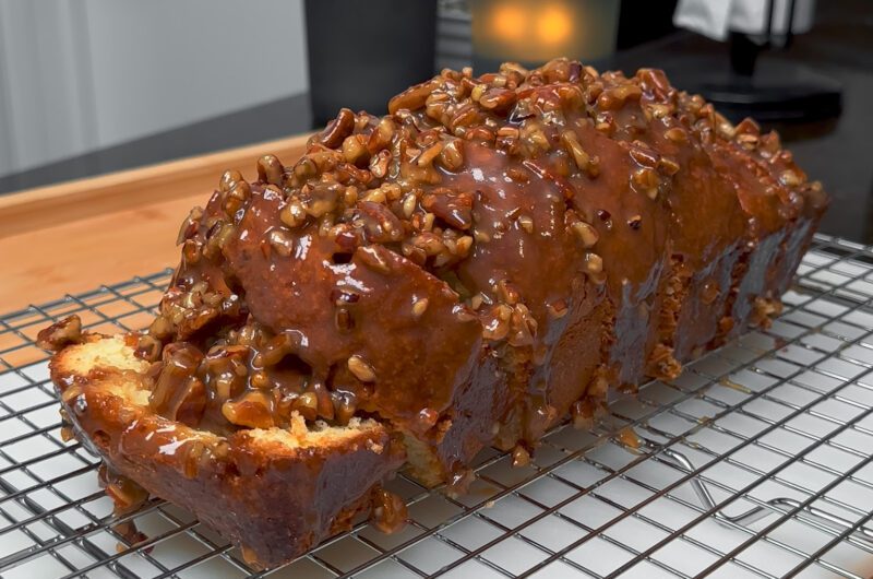 Air Fryer Salted Caramel Pecan Pound Cake